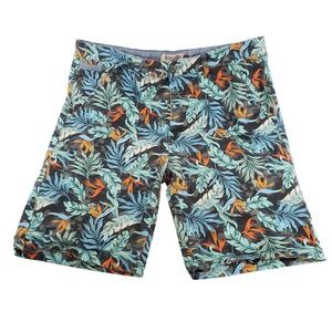 Hudson & Barrow Mens 34 Tropical Bird‎ of Paradise Camo Shorts Blue Green Orange